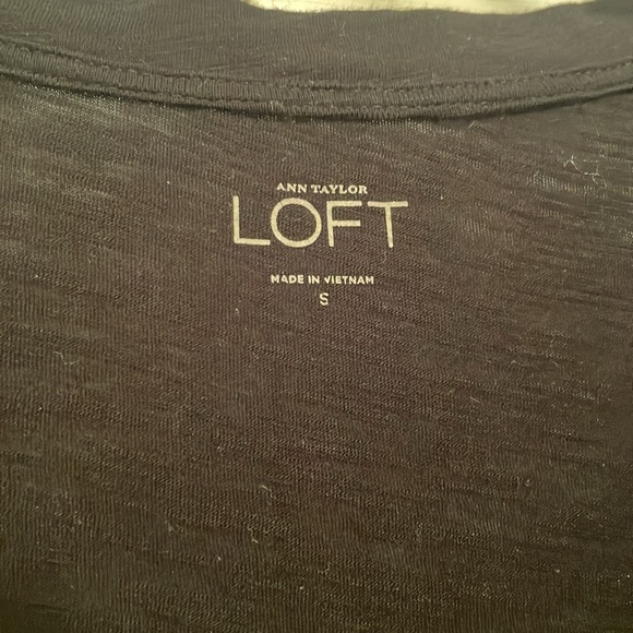 LOFT Long Sleeves Black Top with Ruffle Rounded Neckline Small - Picture 4 of 11